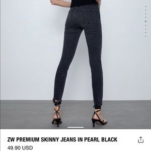 Zara skinny distressed jeans in pearl black sz28